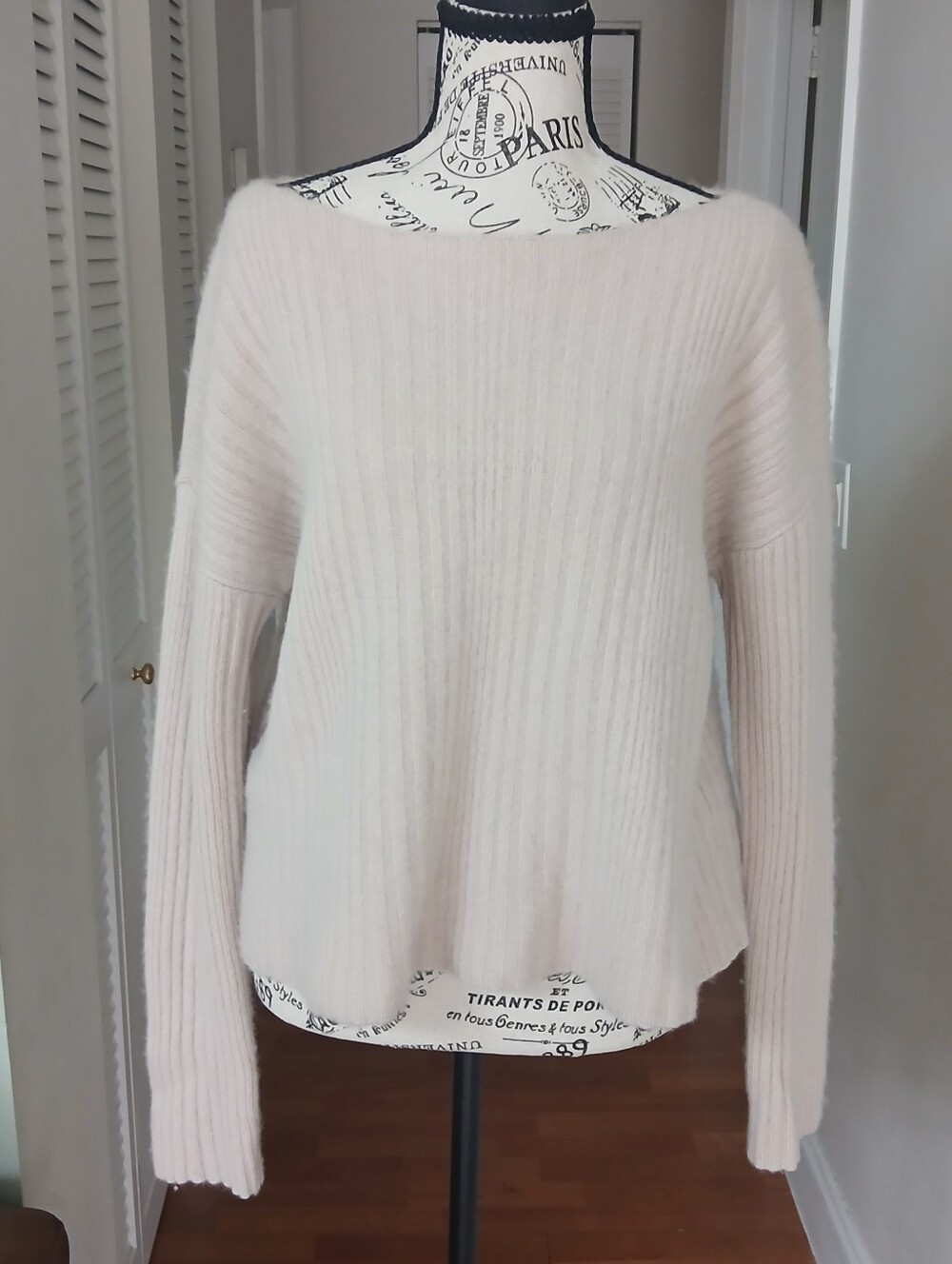 Naked Cashmere Ribbed Off-the-Shoulder Sweater in Light Blush